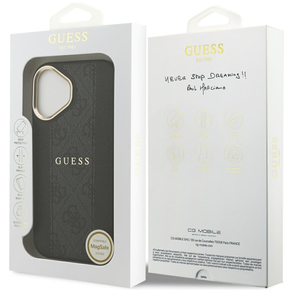 MagSafe ovitek za Apple iPhone 17, Guess, 4G Stripe, črn