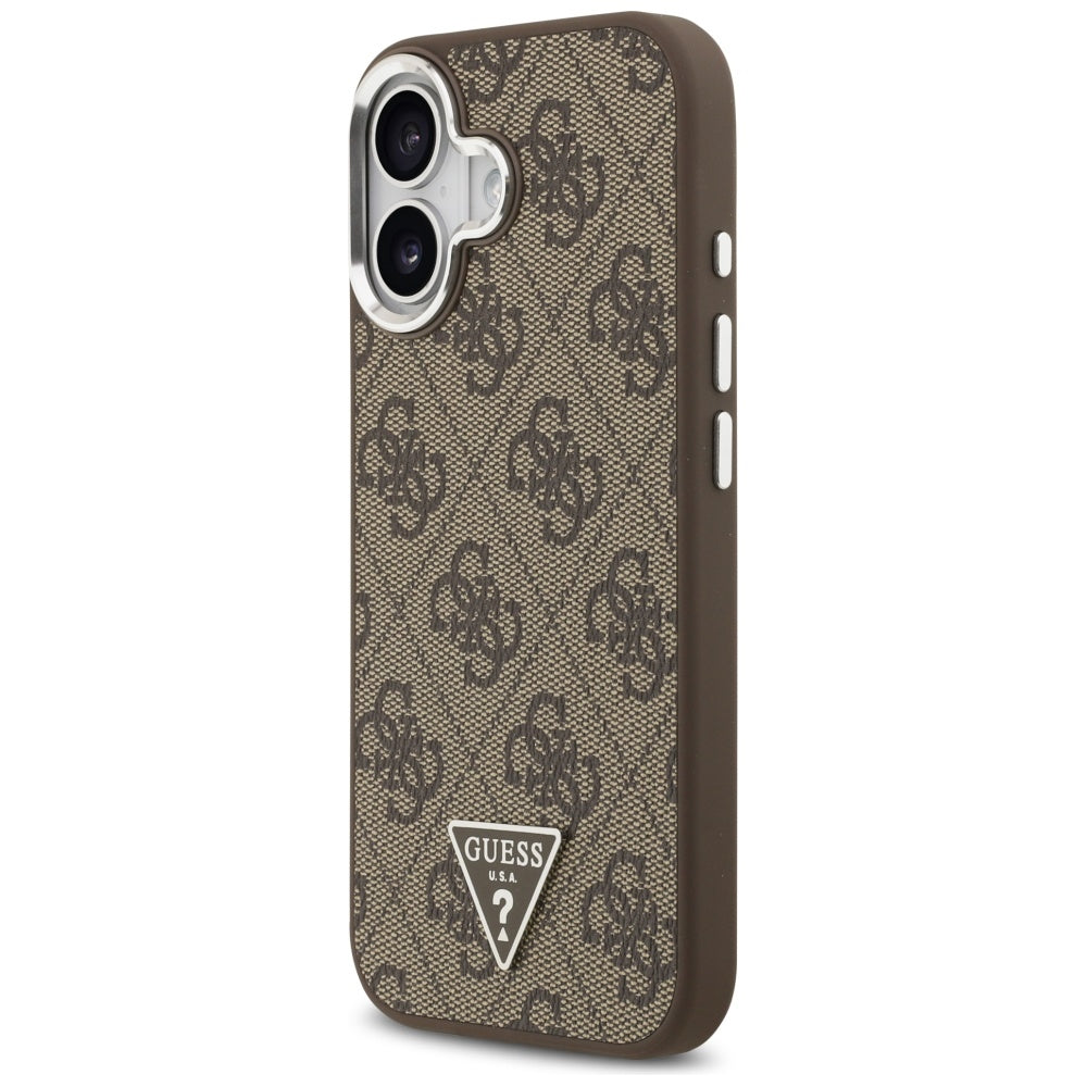 Ovitek MagSafe za Apple iPhone 17, Guess, 4G Triangle Logo, Srebrno rjava
