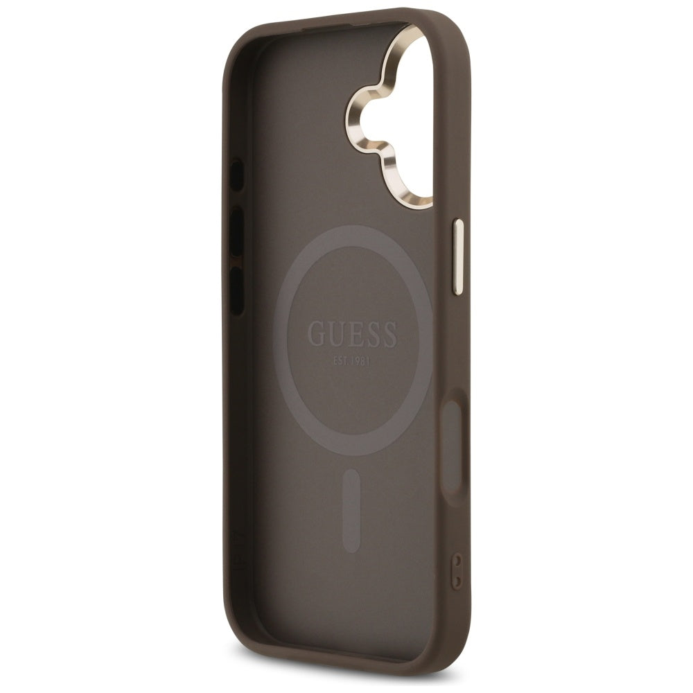 MagSafe ovitek za Apple iPhone 17, Guess, 4G Triangle Logo, Zlato rjava