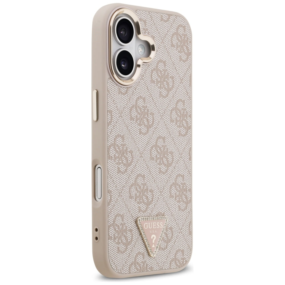 MagSafe Case for Apple iPhone 17, Guess, 4G Triangle Logo, Golden Pink