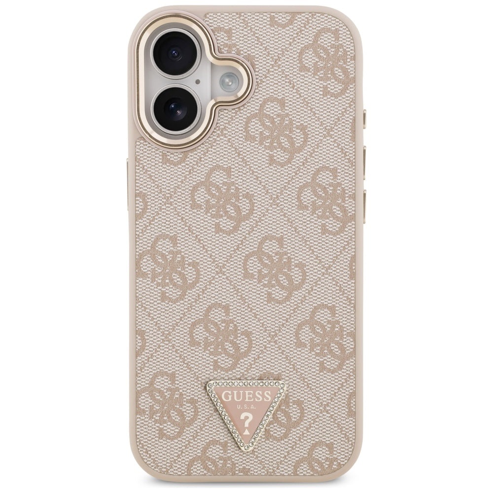 MagSafe Case for Apple iPhone 17, Guess, 4G Triangle Logo, Golden Pink