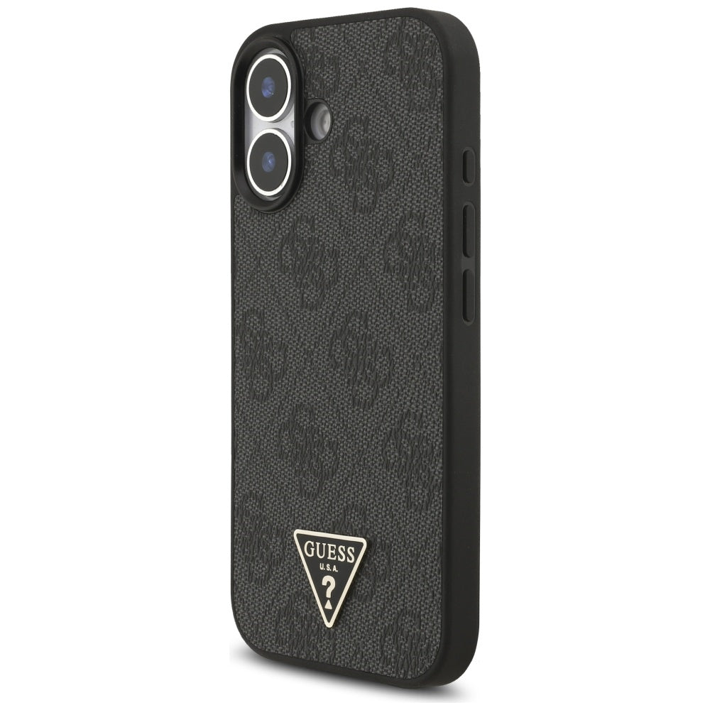 MagSafe ovitek za Apple iPhone 17, Guess, 4G Triangle Logo with Cord Strap, črn