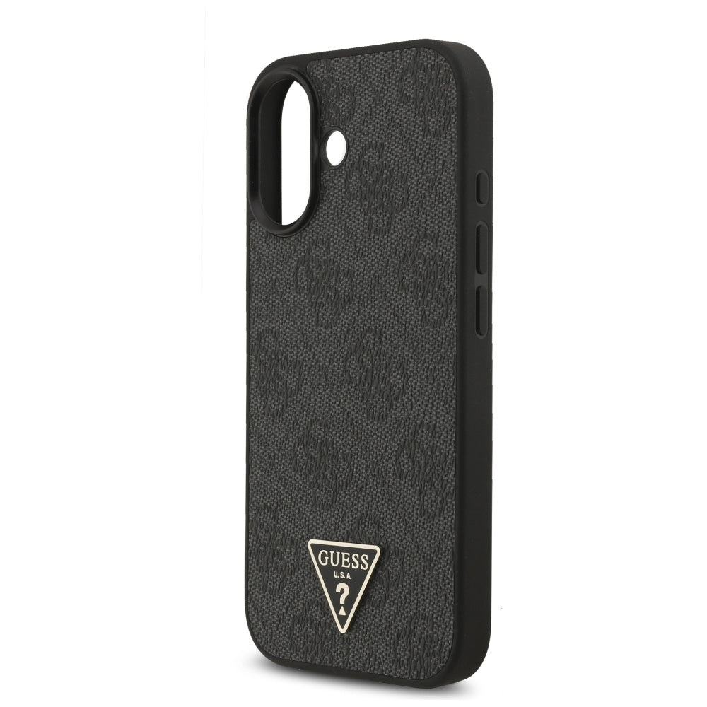 MagSafe ovitek za Apple iPhone 17, Guess, 4G Triangle Logo with Cord Strap, črn