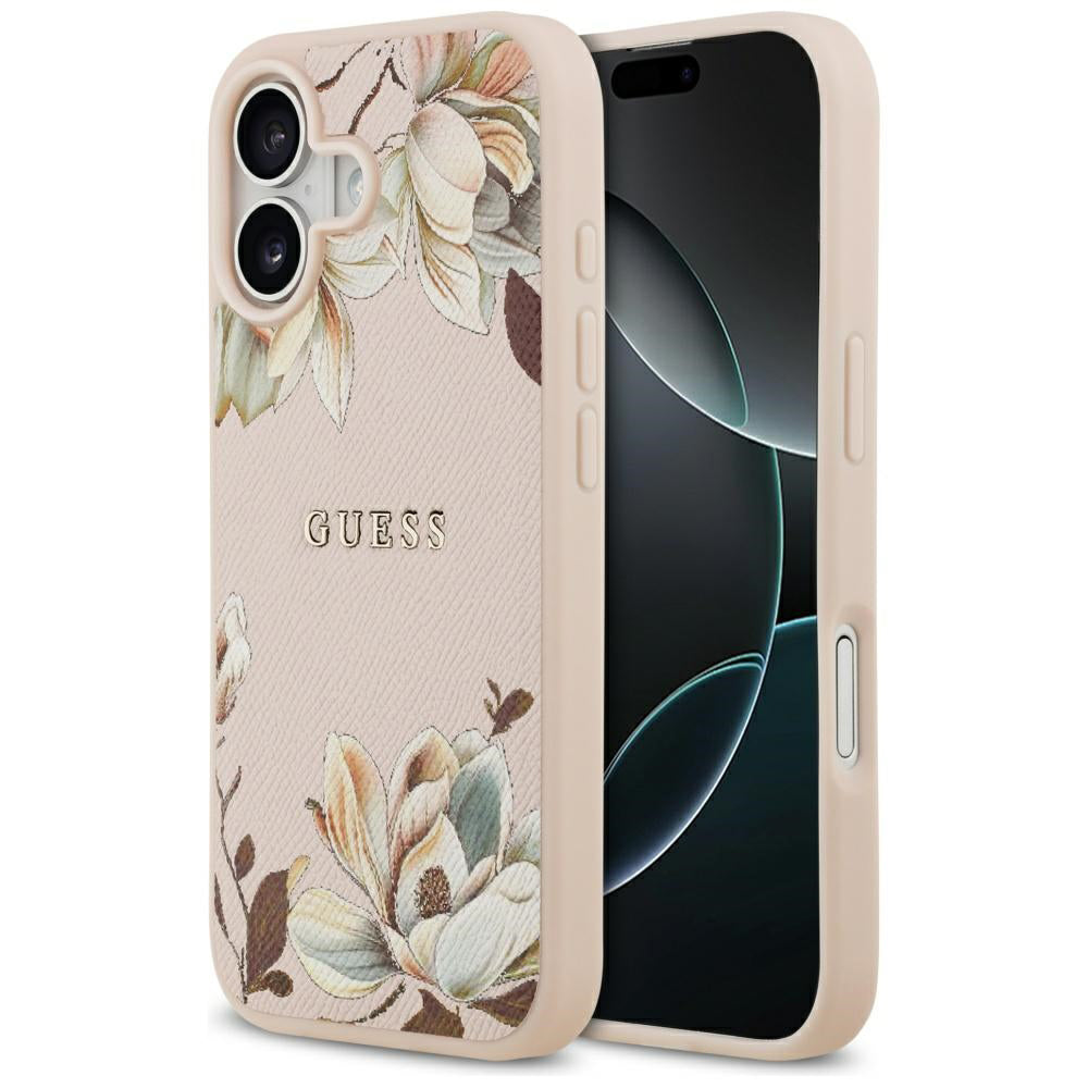 Ovitek MagSafe za Apple iPhone 17, Guess, Grained Flowers, Roza