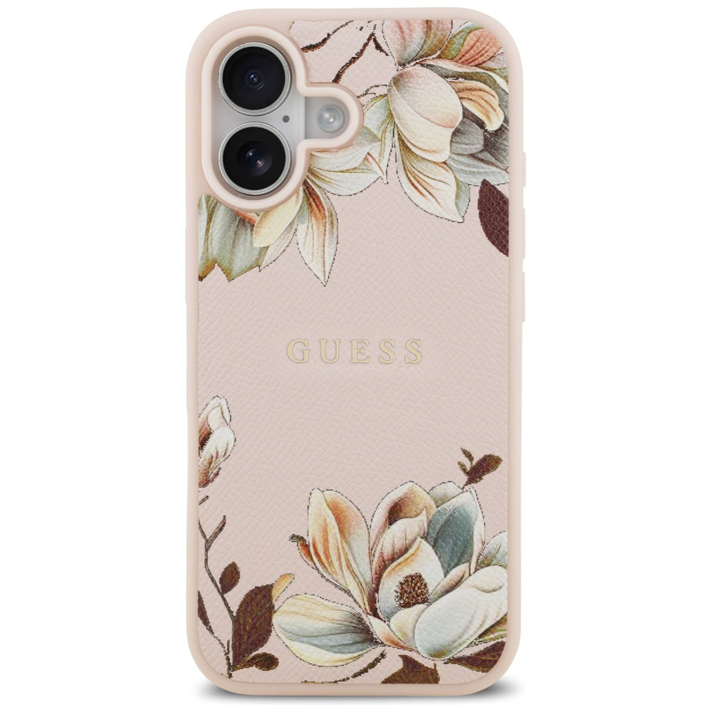 Ovitek MagSafe za Apple iPhone 17, Guess, Grained Flowers, Roza