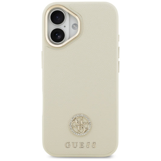 Ovitek MagSafe za Apple iPhone 17, Guess, Grained Strass Logo, Bež