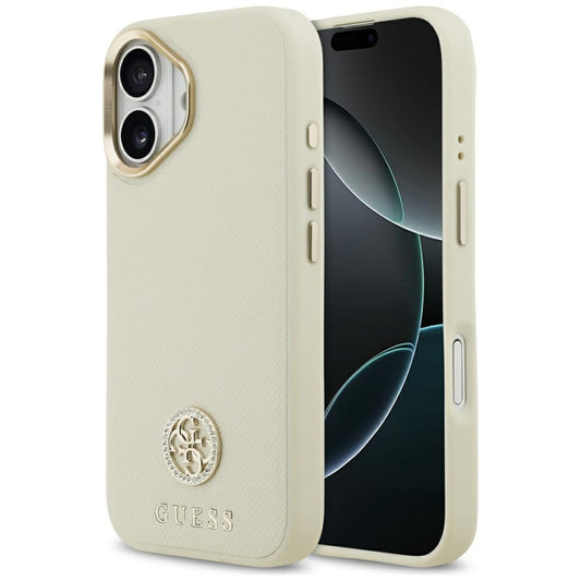 Ovitek MagSafe za Apple iPhone 17, Guess, Grained Strass Logo, Bež