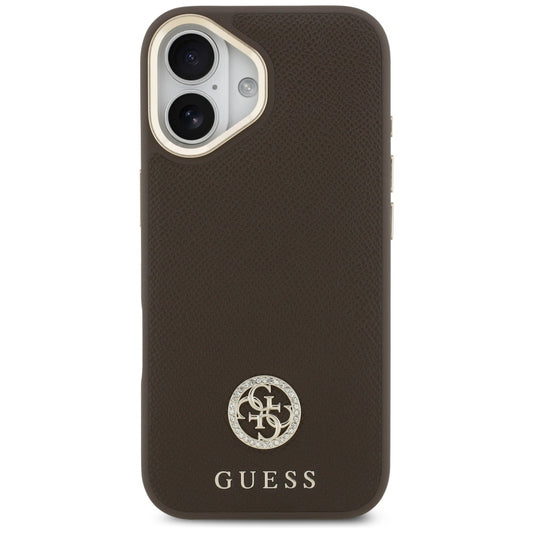 Ovitek MagSafe za Apple iPhone 17, Guess, Grained Strass Logo, Rjava
