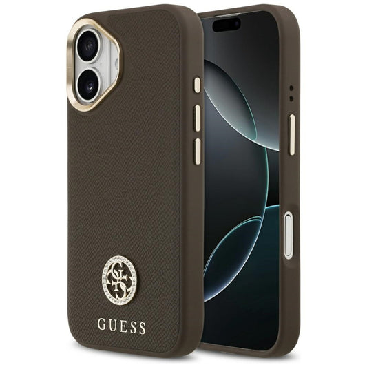 Ovitek MagSafe za Apple iPhone 17, Guess, Grained Strass Logo, Rjava