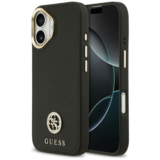Ovitek MagSafe za Apple iPhone 17, Guess, Grained Strass Logo, Črn
