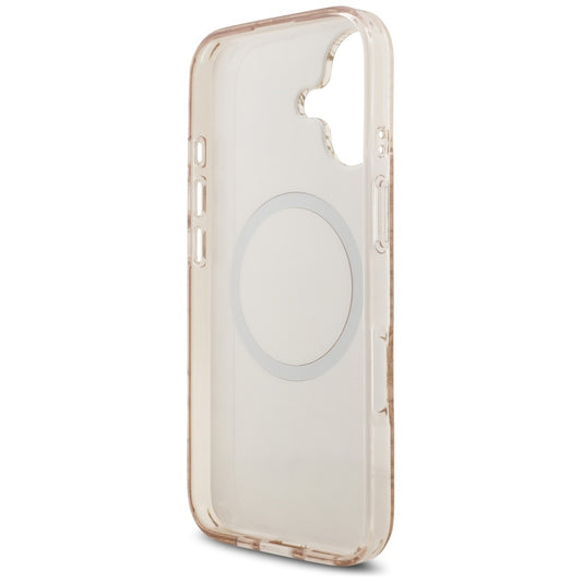 Ovitek MagSafe za Apple iPhone 17, Guess, IML Flowers Allover Electroplated with Pearl Strap, Črna