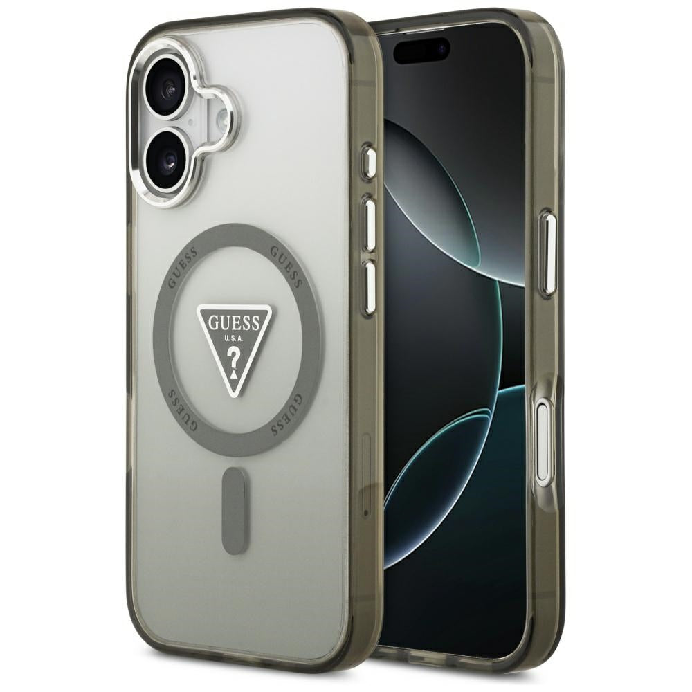 Ovitek MagSafe za Apple iPhone 17, Guess, IML Gradient Triangle Logo, Srebrno Kaki