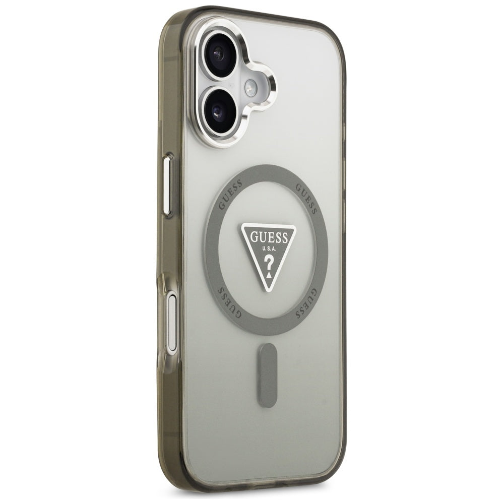 Ovitek MagSafe za Apple iPhone 17, Guess, IML Gradient Triangle Logo, Srebrno Kaki