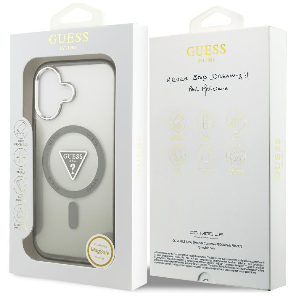 Ovitek MagSafe za Apple iPhone 17, Guess, IML Gradient Triangle Logo, Srebrno Kaki