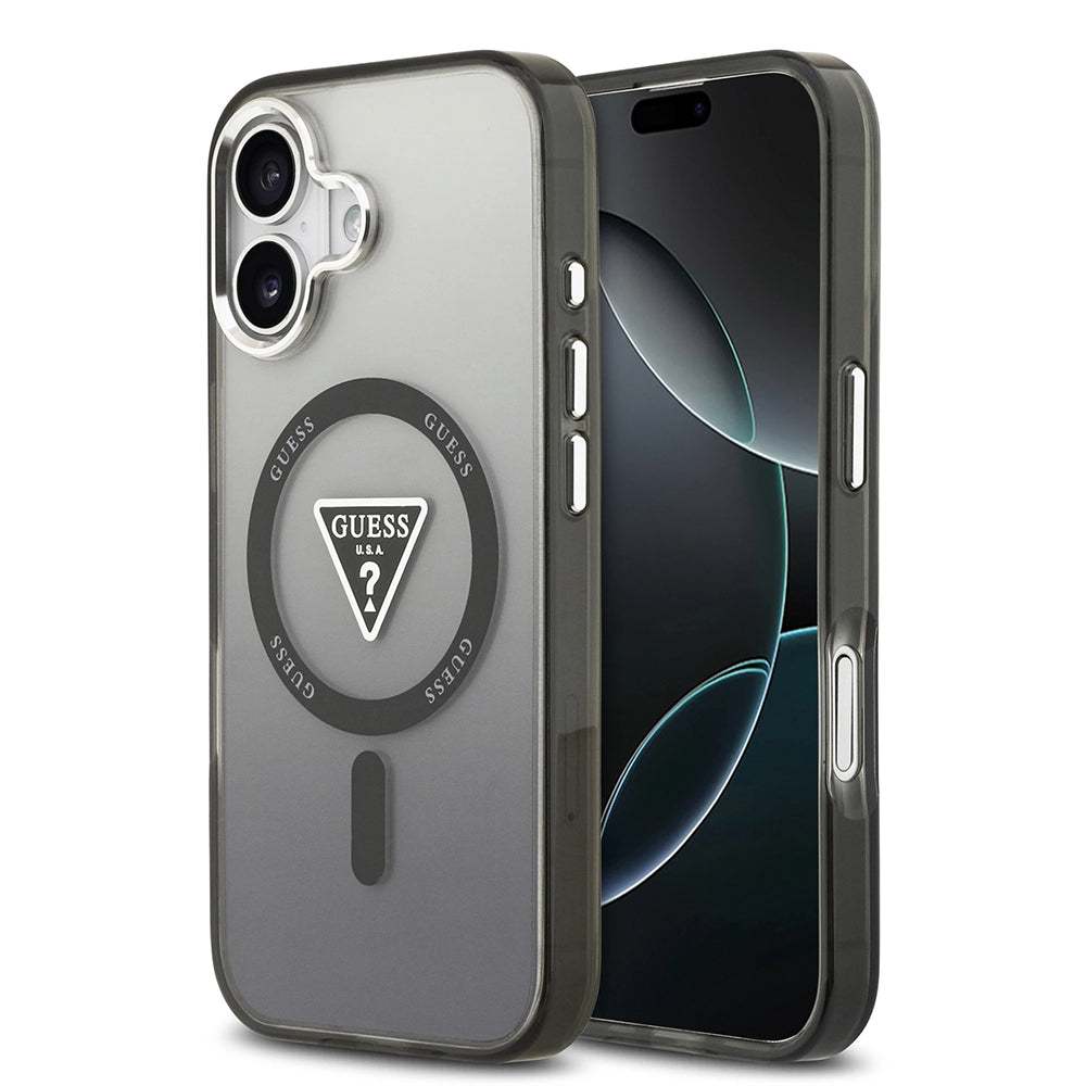 Ovitek MagSafe za Apple iPhone 17, Guess, IML Gradient Triangle Logo, Črn