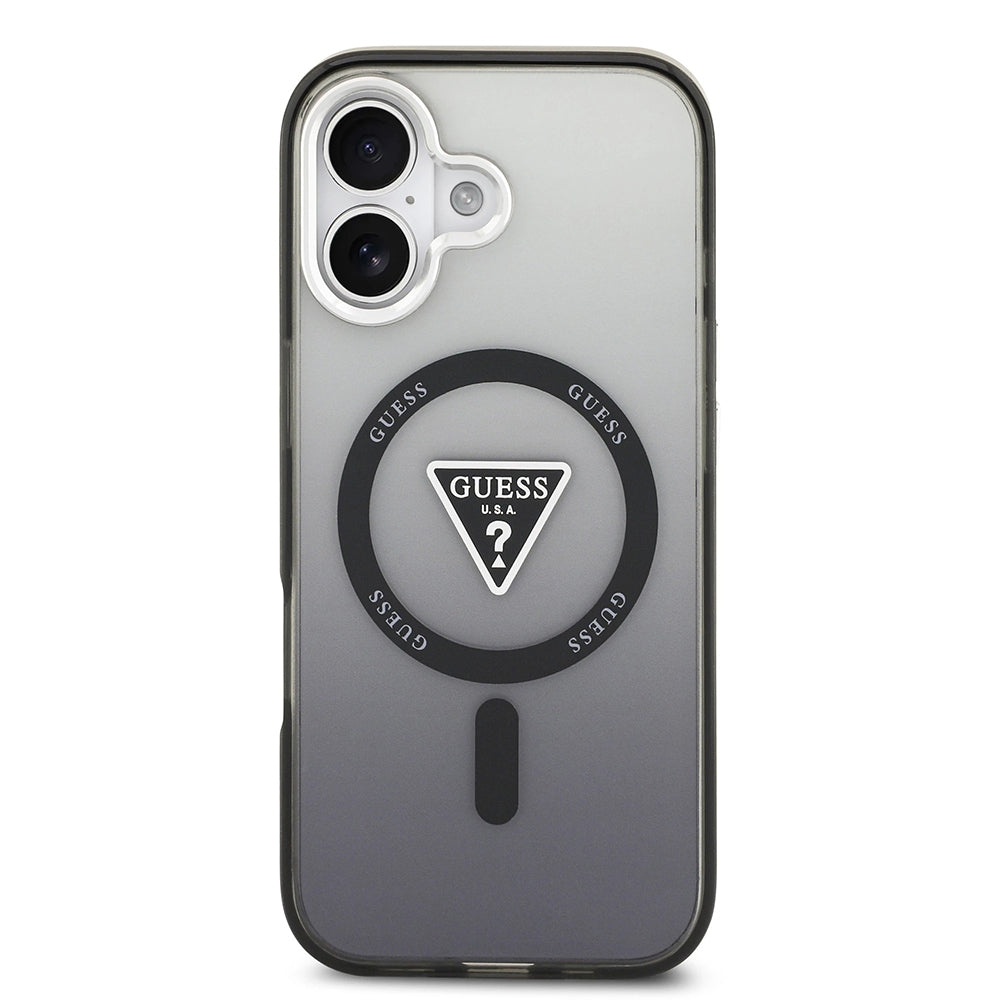 Ovitek MagSafe za Apple iPhone 17, Guess, IML Gradient Triangle Logo, Črn