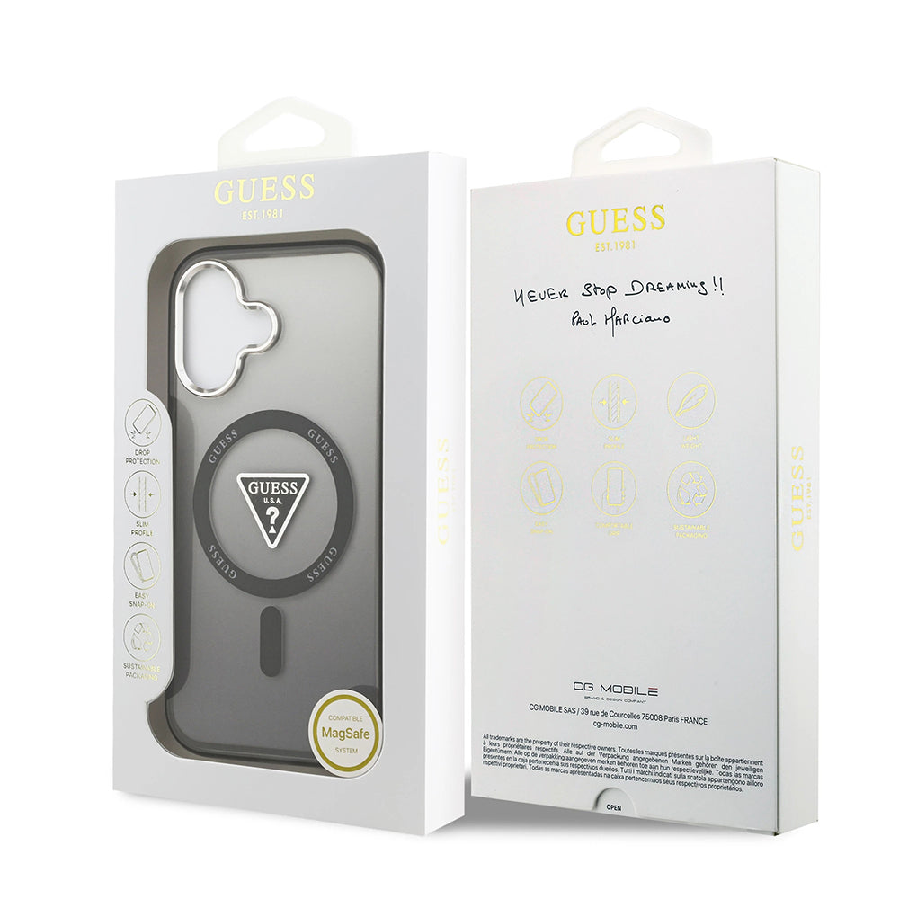 Ovitek MagSafe za Apple iPhone 17, Guess, IML Gradient Triangle Logo, Črn