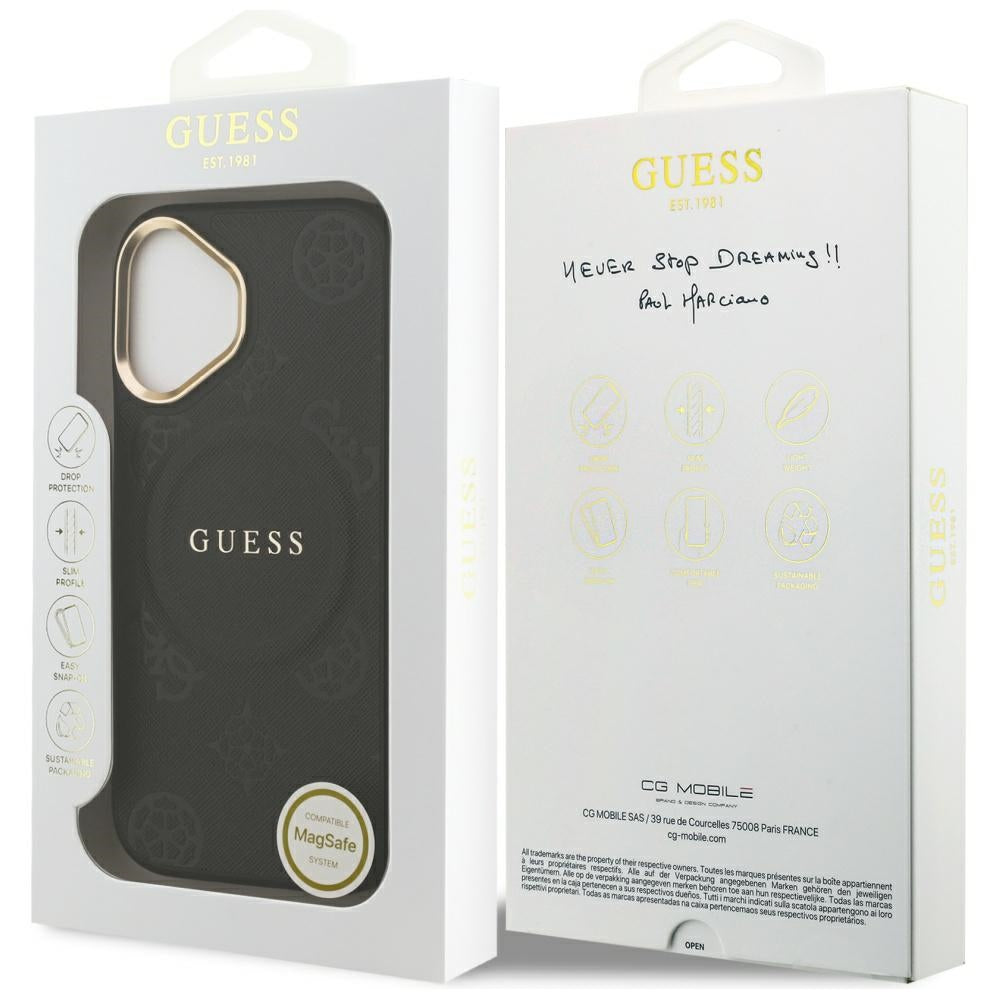 MagSafe ovitek za Apple iPhone 17, Guess, Peony Hot Stamp, Črna