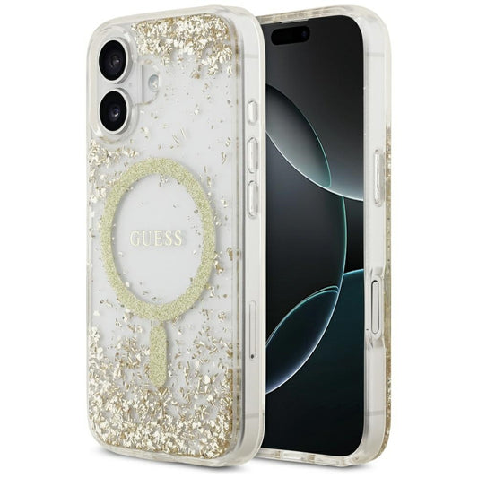 MagSafe ovitek za Apple iPhone 17, Guess, Resin Bottom Glitter, Zlata