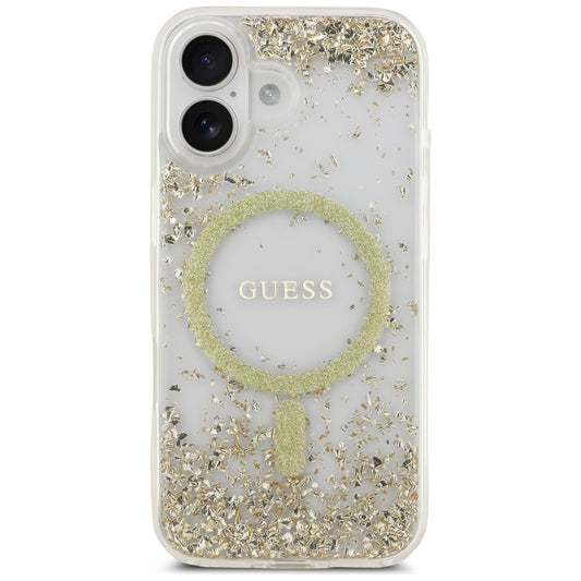 MagSafe ovitek za Apple iPhone 17, Guess, Resin Bottom Glitter, Zlata