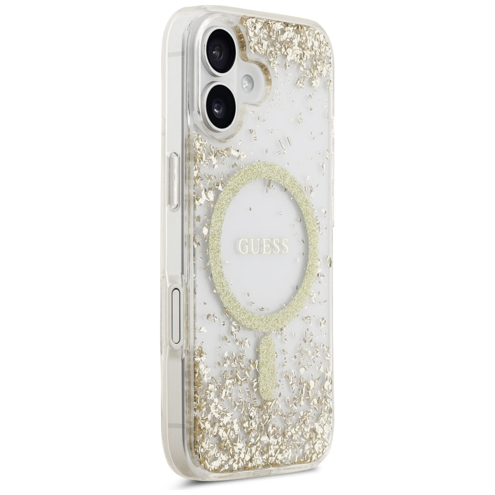 MagSafe Case for Apple iPhone 17, Guess, Resin Bottom Glitter, Gold