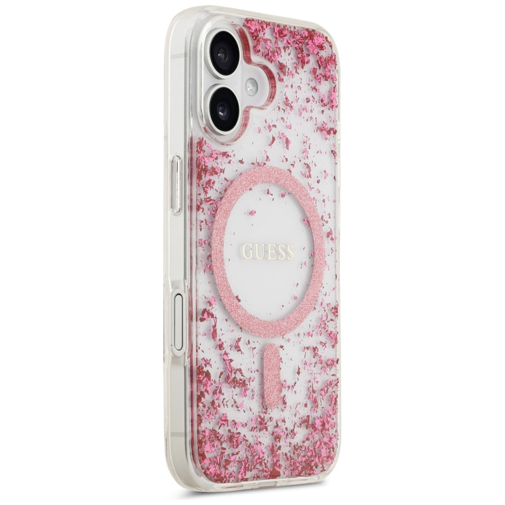 Ovitek MagSafe za Apple iPhone 17, Guess, Resin Bottom Glitter, Roza