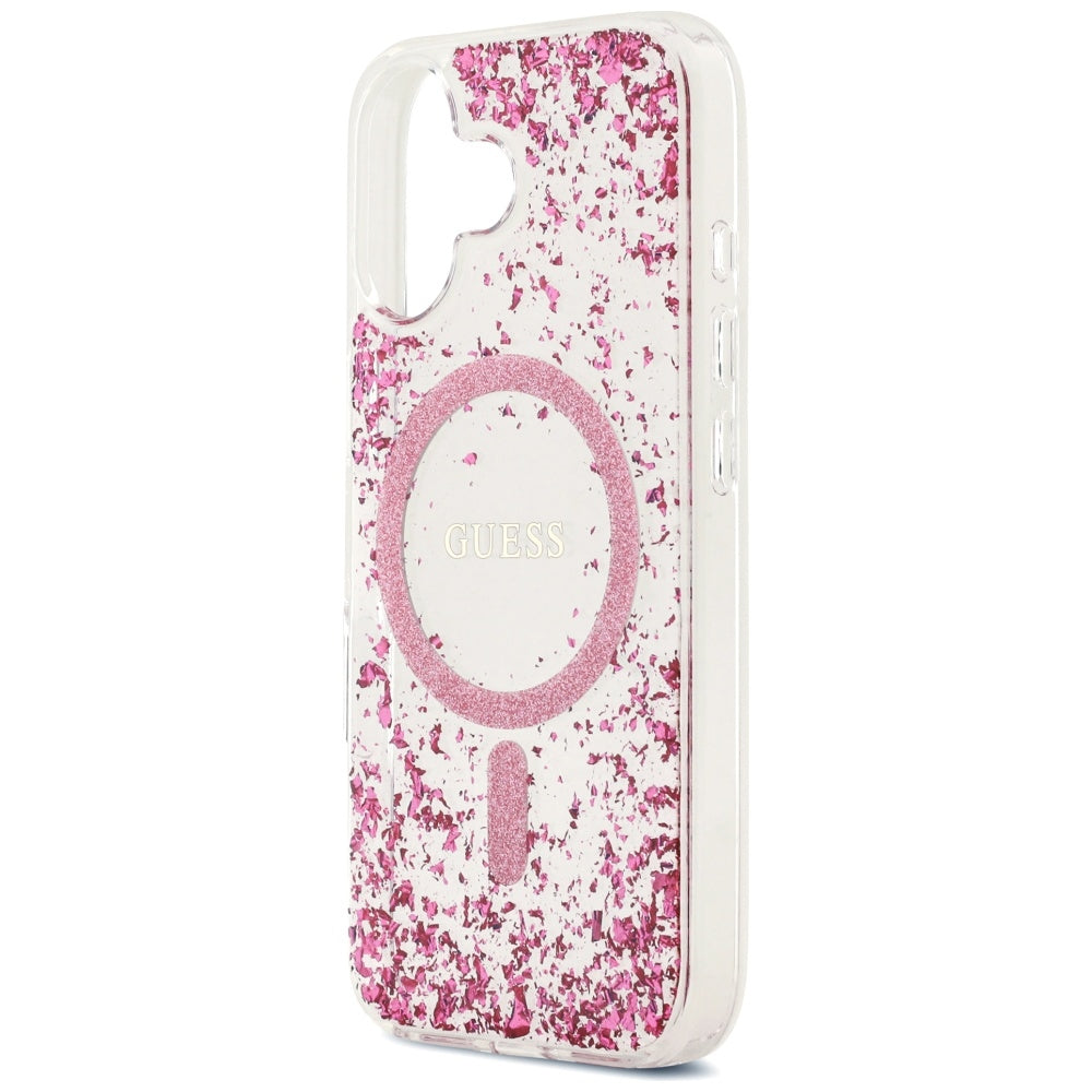 Ovitek MagSafe za Apple iPhone 17, Guess, Resin Bottom Glitter, Roza