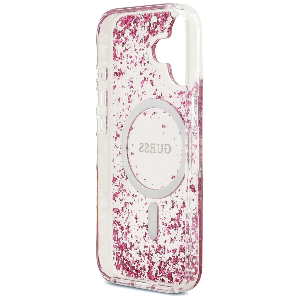 Ovitek MagSafe za Apple iPhone 17, Guess, Resin Bottom Glitter, Roza