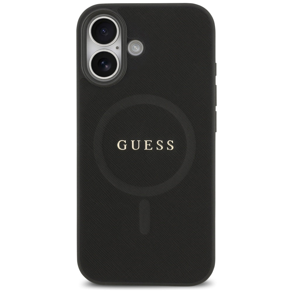 Ovitek MagSafe za Apple iPhone 17, Guess, Saffiano Classic Logo, Črn
