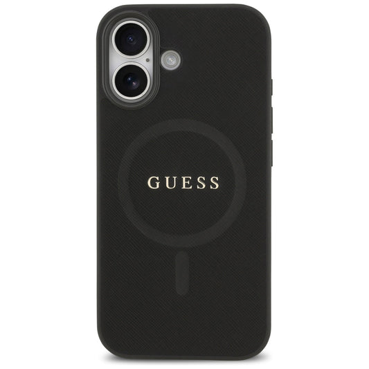 Ovitek MagSafe za Apple iPhone 17, Guess, Saffiano Classic Logo, Črn