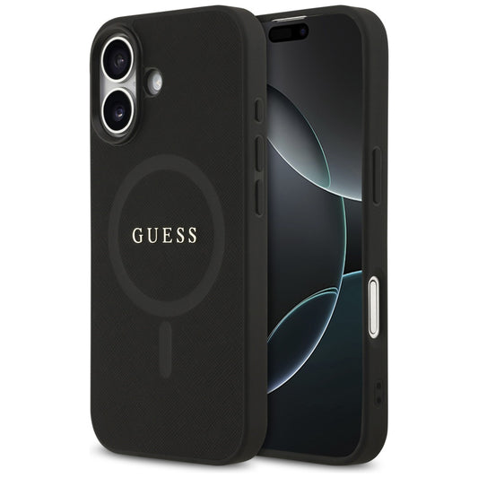 Ovitek MagSafe za Apple iPhone 17, Guess, Saffiano Classic Logo, Črn
