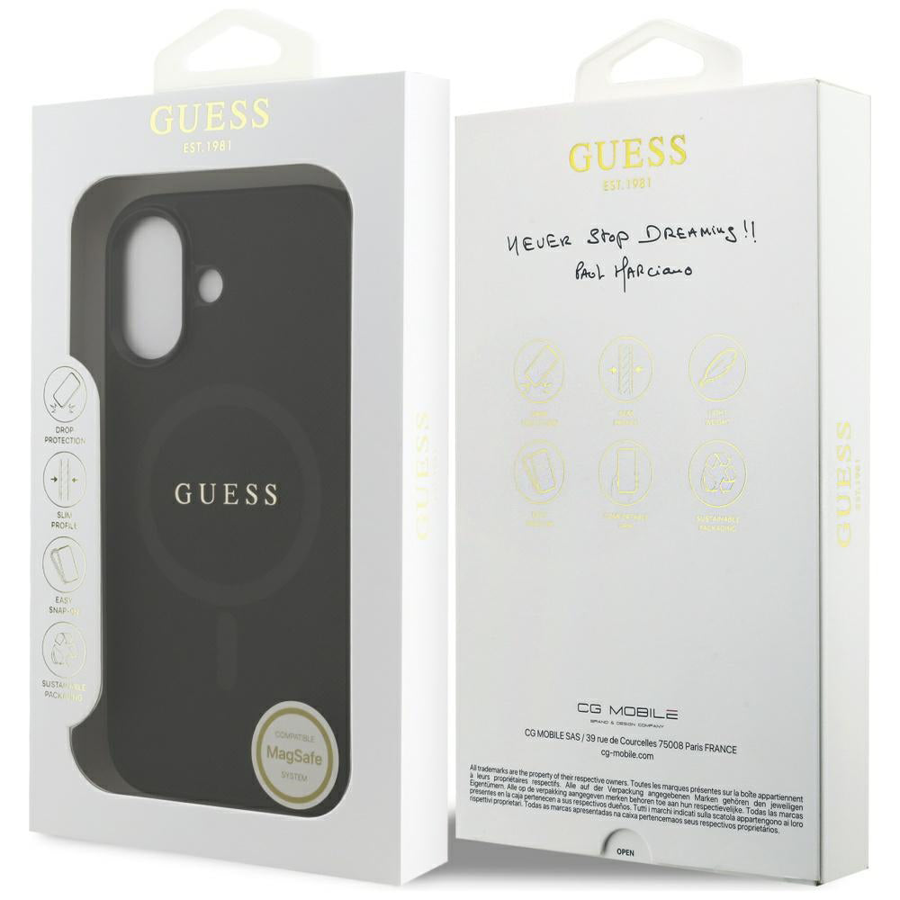 Ovitek MagSafe za Apple iPhone 17, Guess, Saffiano Classic Logo, Črn