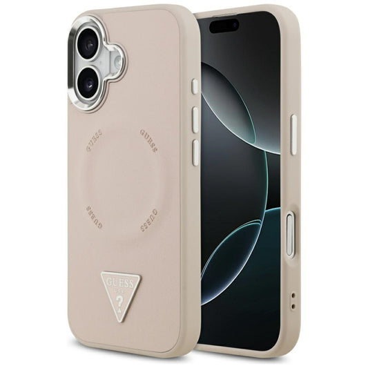 Ovitek MagSafe za Apple iPhone 17, Guess, Triangle Logo, Roza Srebrna