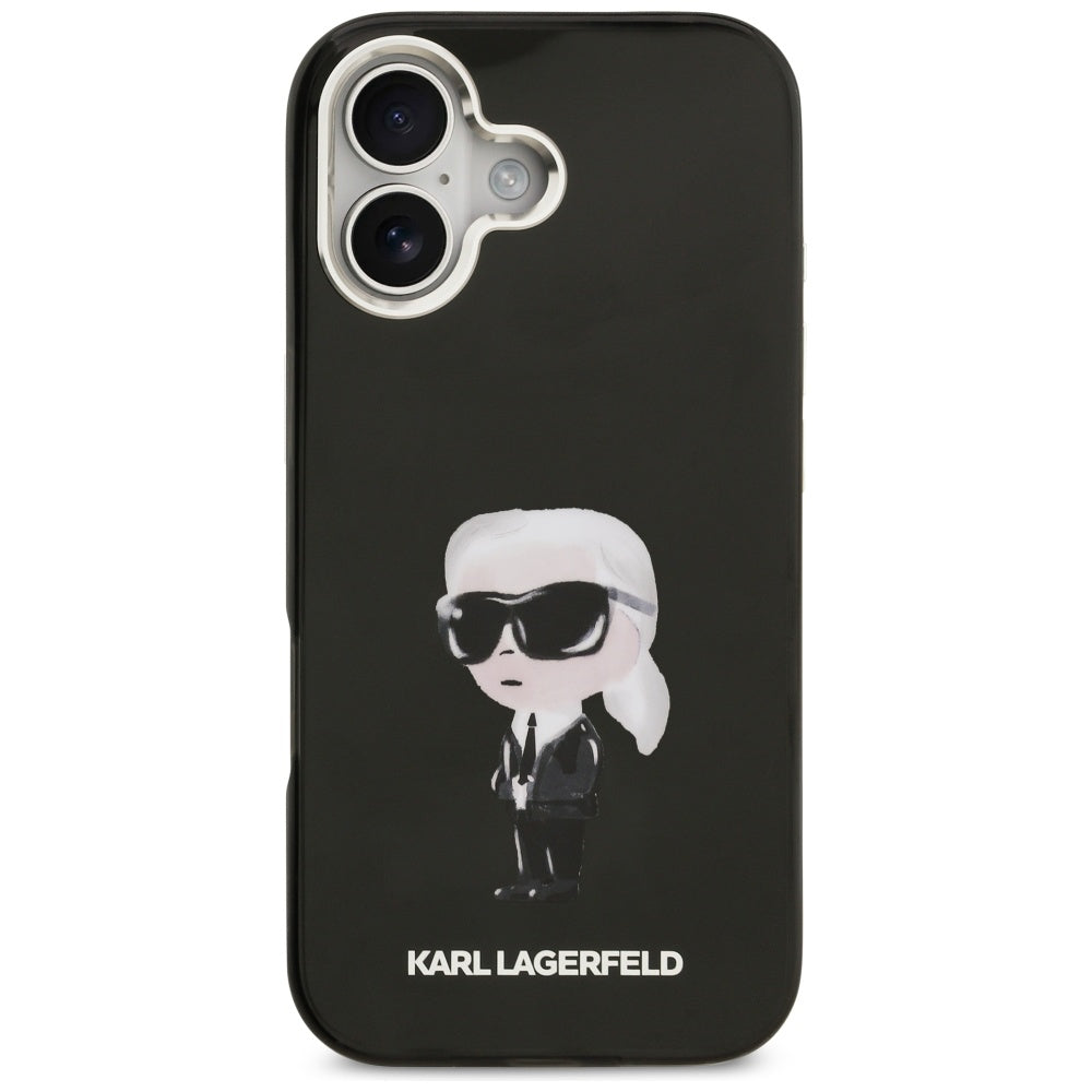Ovitek MagSafe za Apple iPhone 17, Karl Lagerfeld, IML Aquarelle Karl Ikonik, Črn