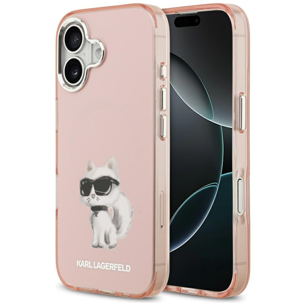 MagSafe ovitek za Apple iPhone 17, Karl Lagerfeld, IML Aquarelle Logo Choupette, Roza