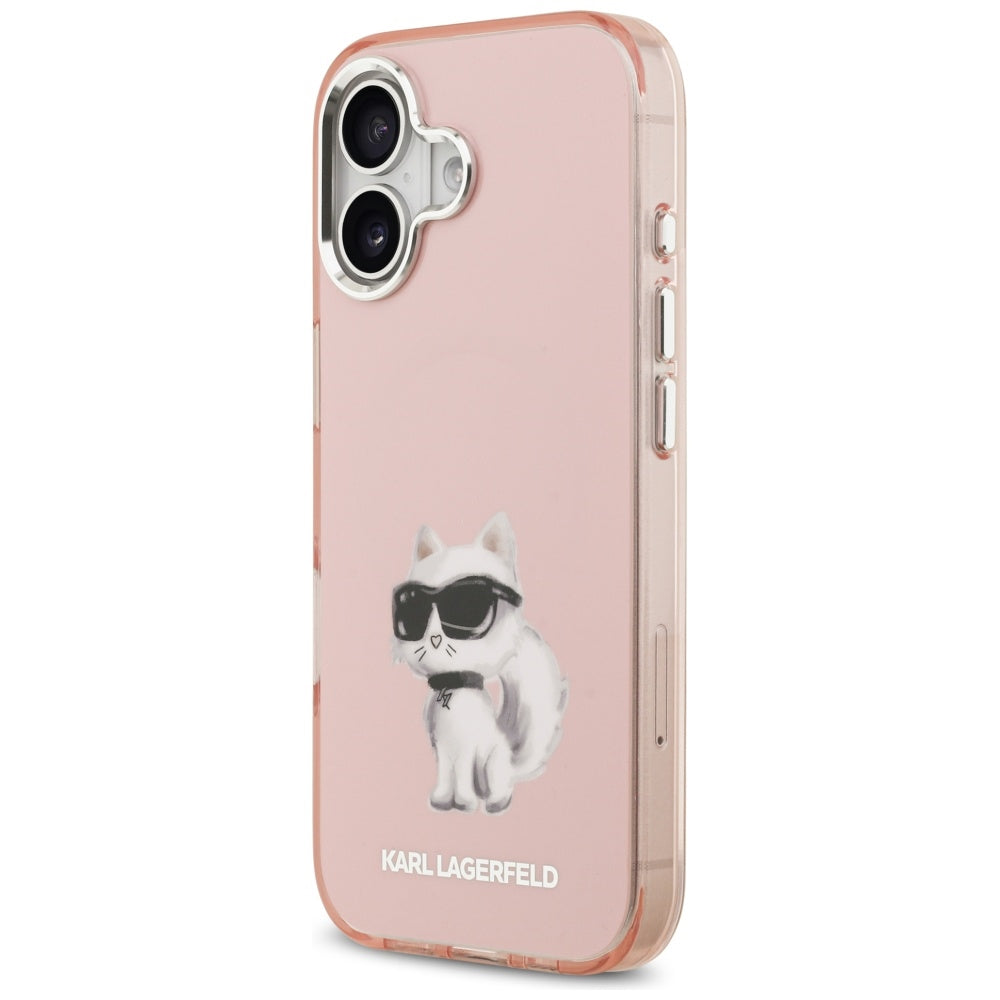MagSafe ovitek za Apple iPhone 17, Karl Lagerfeld, IML Aquarelle Logo Choupette, Roza