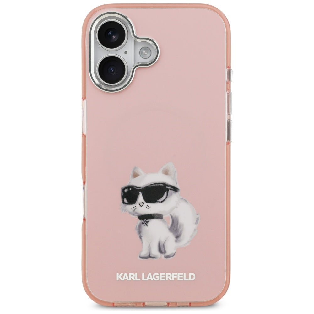 MagSafe ovitek za Apple iPhone 17, Karl Lagerfeld, IML Aquarelle Logo Choupette, Roza