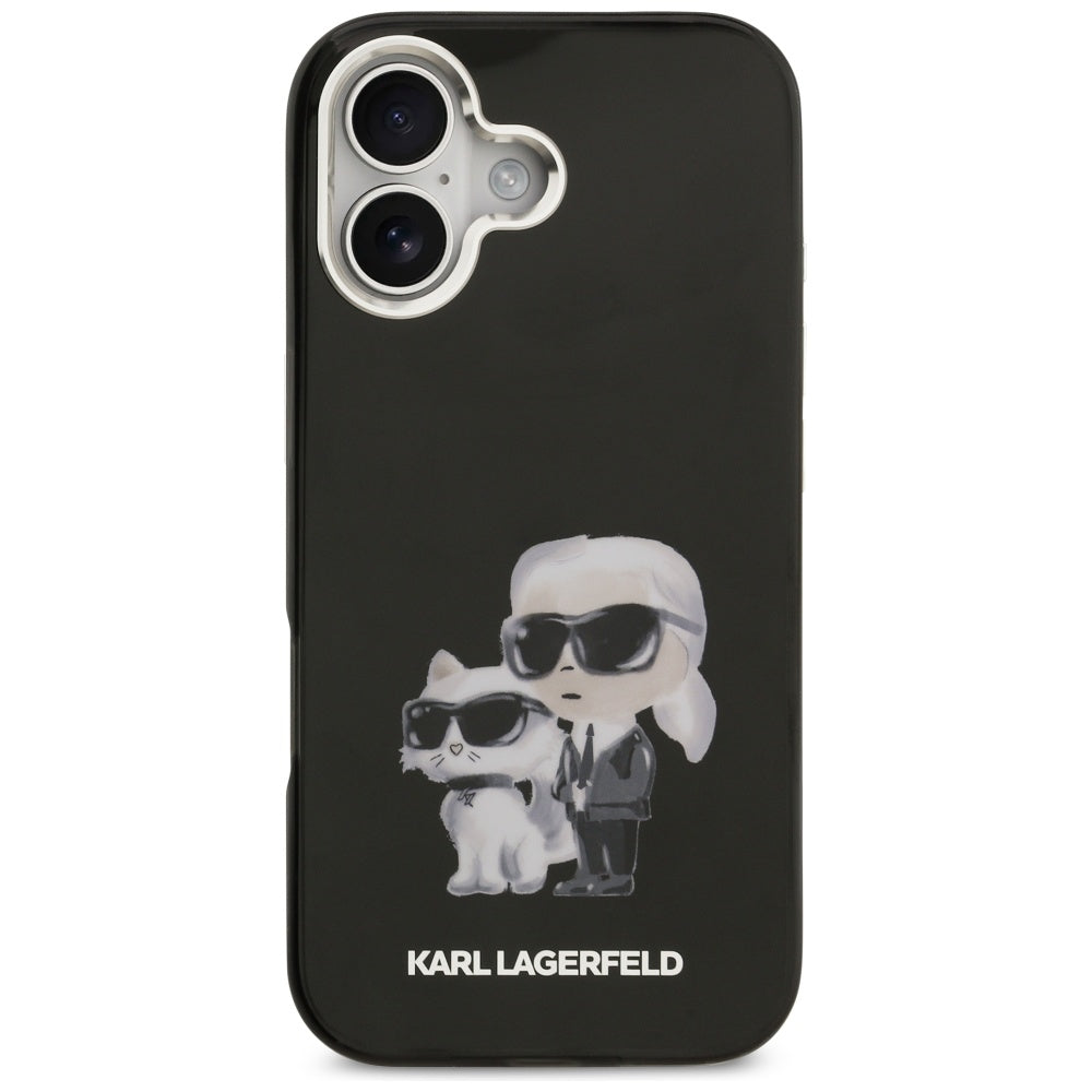 Ovitek MagSafe za Apple iPhone 17, Karl Lagerfeld, IML Aquarelle Logo Karl & Choupette, Črn