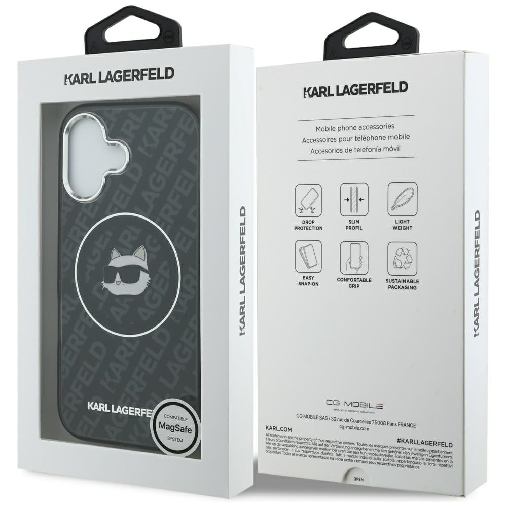 Ovitek MagSafe za Apple iPhone 17, Karl Lagerfeld, IML Choupette`s Head, Črna