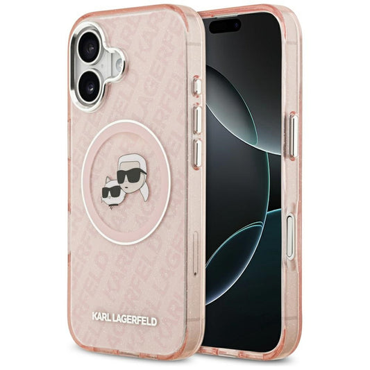 Ovitek MagSafe za Apple iPhone 17, Karl Lagerfeld, IML Glitter Karl & Choupette`s Heads, Roza