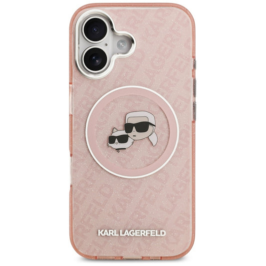 Ovitek MagSafe za Apple iPhone 17, Karl Lagerfeld, IML Glitter Karl & Choupette`s Heads, Roza