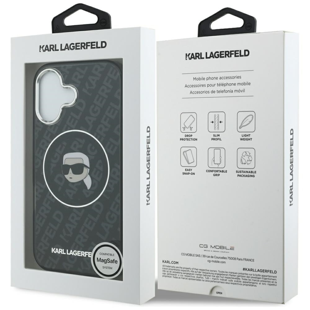 Ovitek MagSafe za Apple iPhone 17, Karl Lagerfeld, IML Karl`s Head, Črn