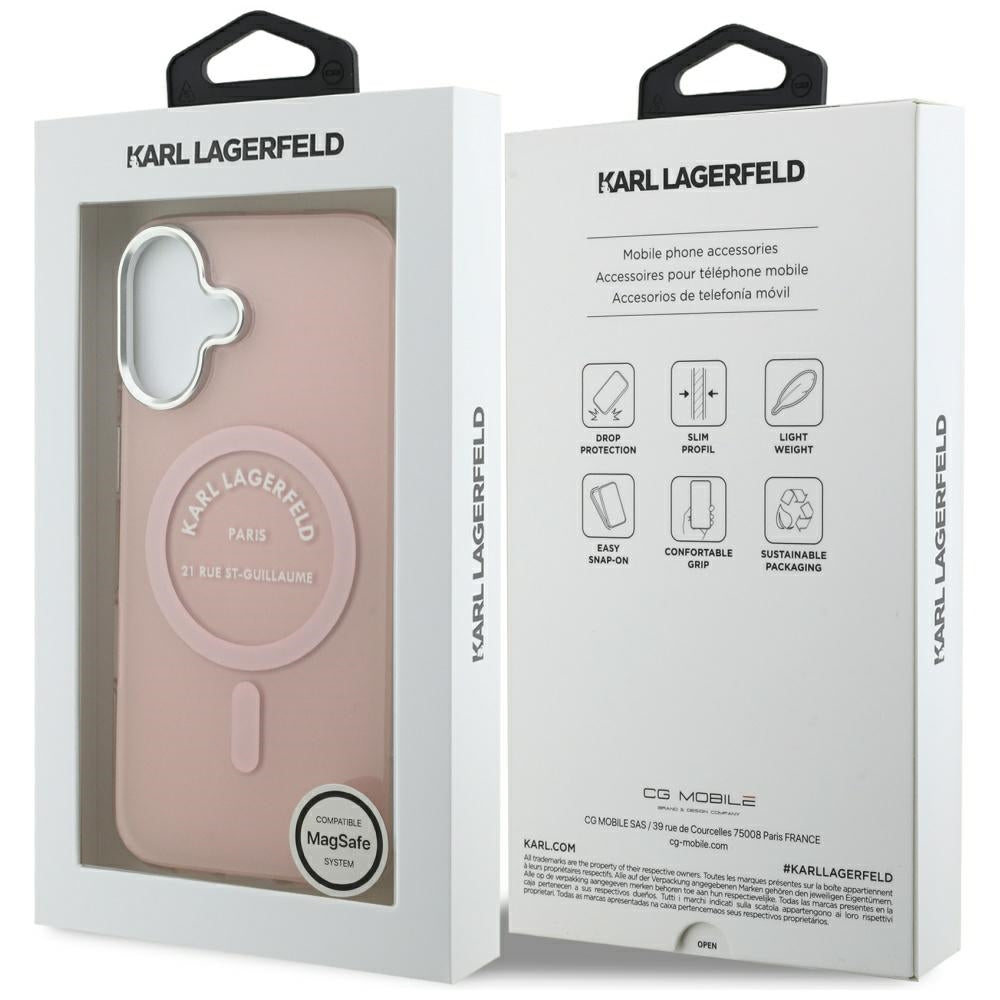 Ovitek MagSafe za Apple iPhone 17, Karl Lagerfeld, IML Logo RSG, Roza