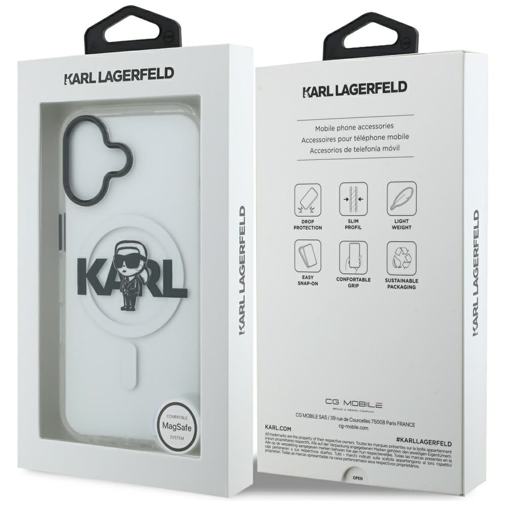 Ovitek MagSafe za Apple iPhone 17, Karl Lagerfeld, IML Sketch Logo Karl, Prozoren