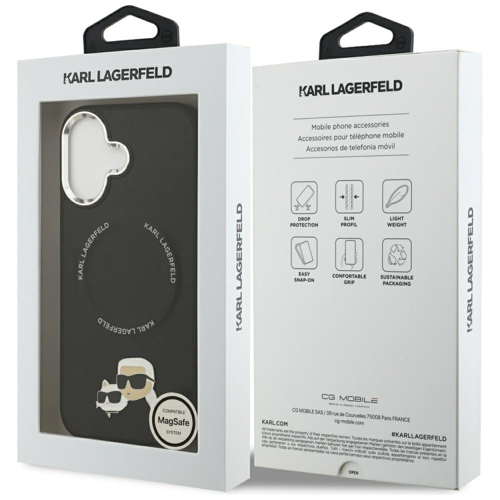 MagSafe Case for Apple iPhone 17, Karl Lagerfeld, Karl & Choupette Pins, Black