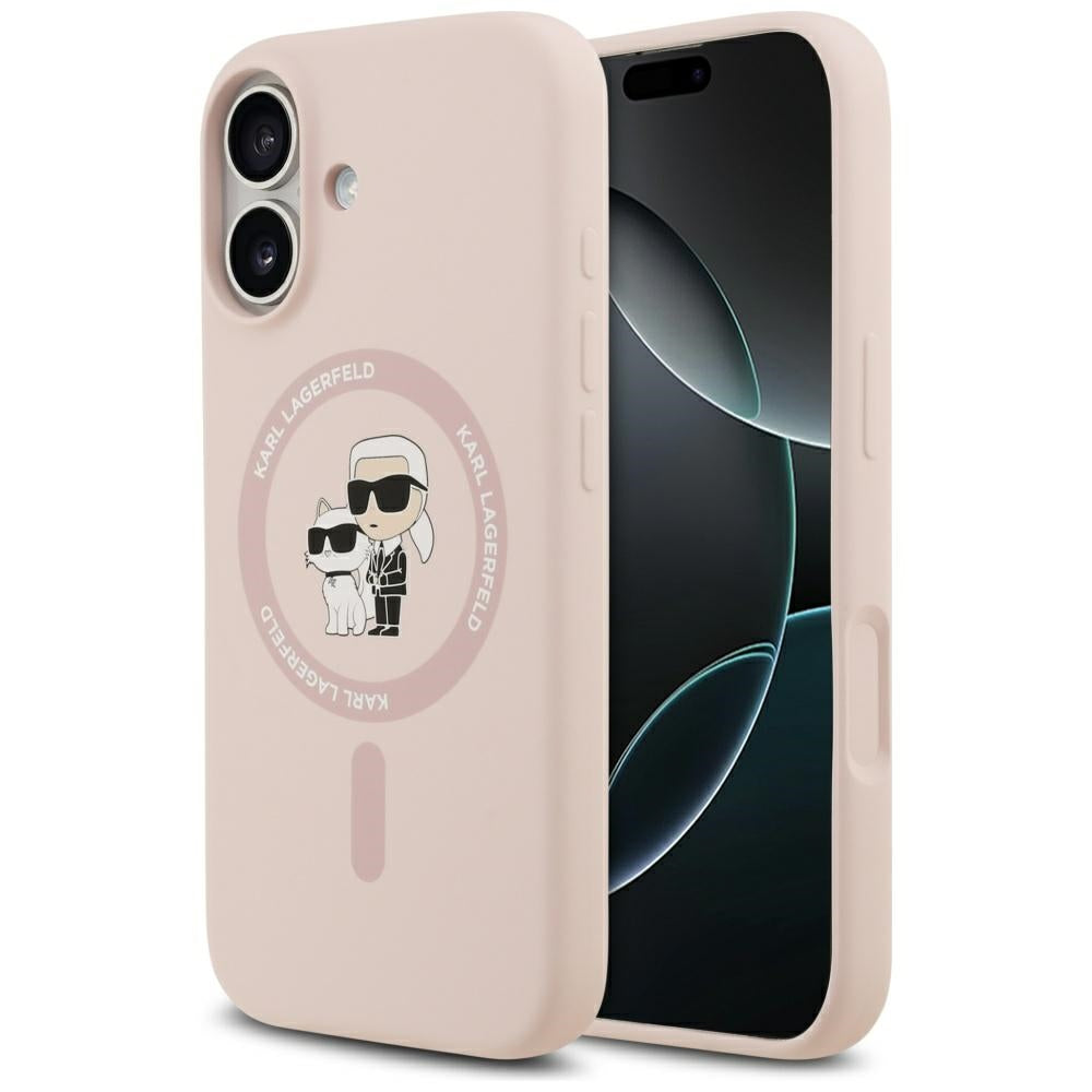Ovitek MagSafe za Apple iPhone 17, Karl Lagerfeld, Ring Karl & Choupette, Roza