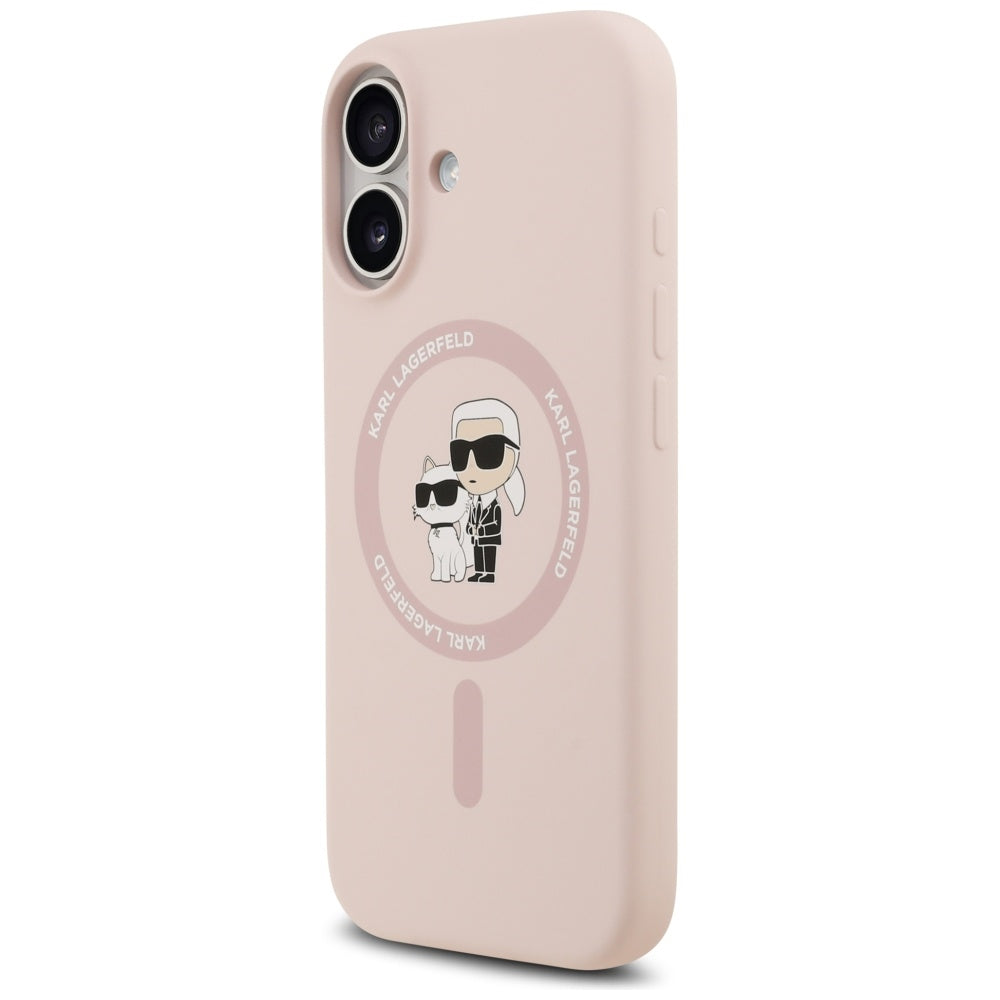 Ovitek MagSafe za Apple iPhone 17, Karl Lagerfeld, Ring Karl & Choupette, Roza