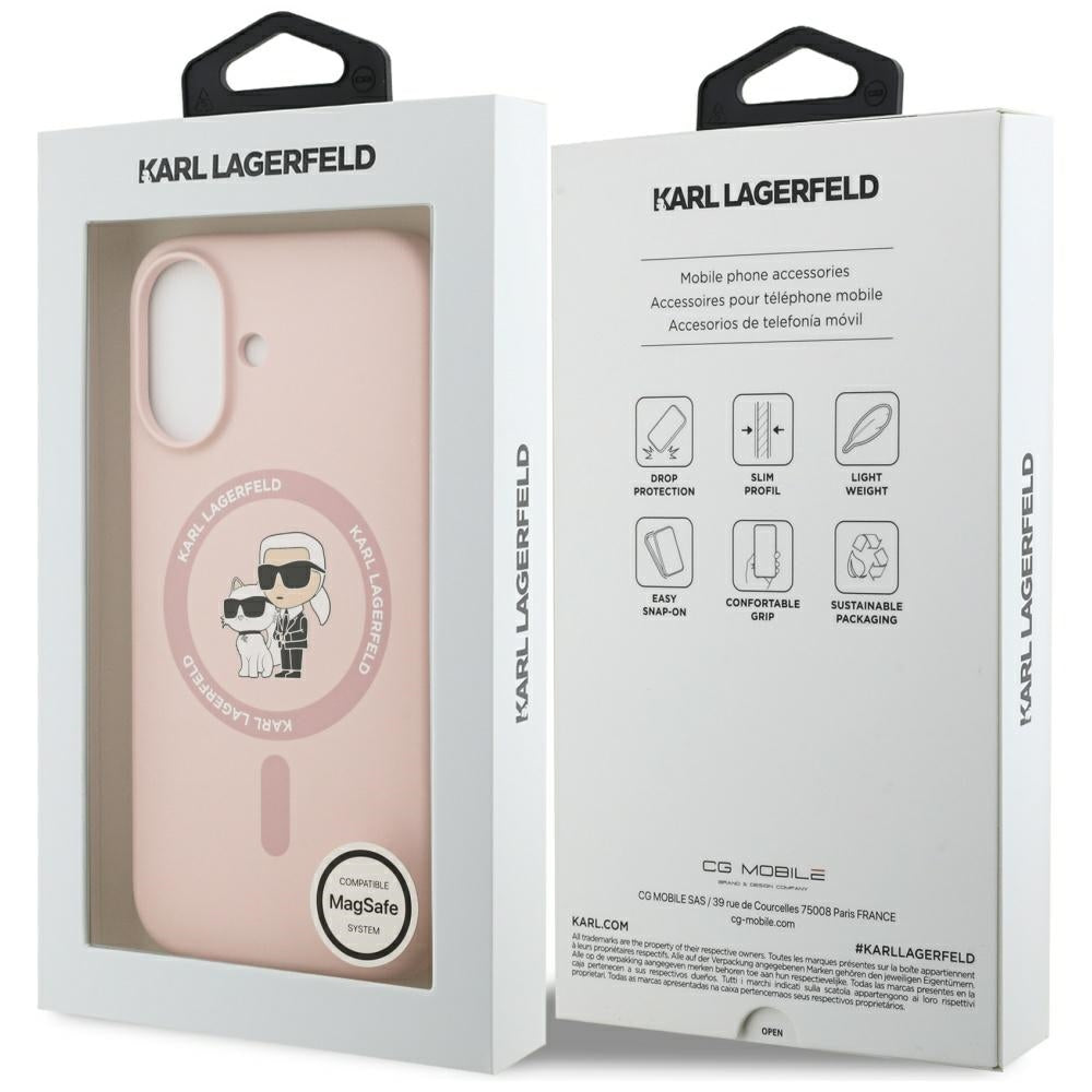 Ovitek MagSafe za Apple iPhone 17, Karl Lagerfeld, Ring Karl & Choupette, Roza