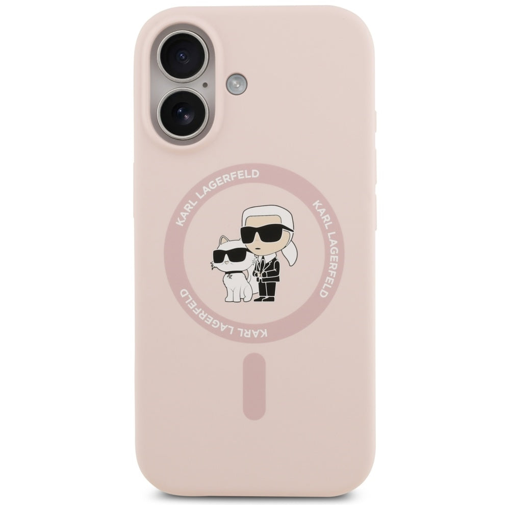 Ovitek MagSafe za Apple iPhone 17, Karl Lagerfeld, Ring Karl & Choupette, Roza