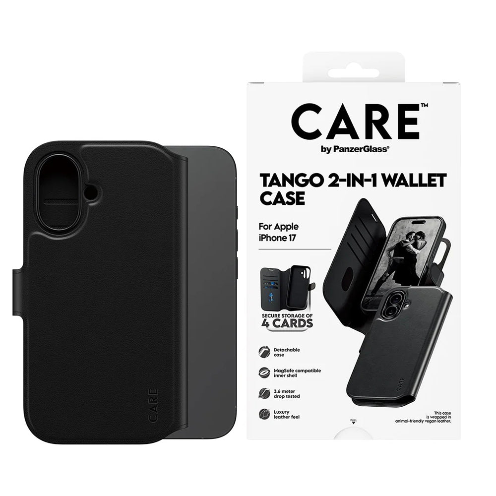 Ovitek MagSafe za Apple iPhone 17, PanzerGlass, Care Feature Tango Two-in-One, Črn